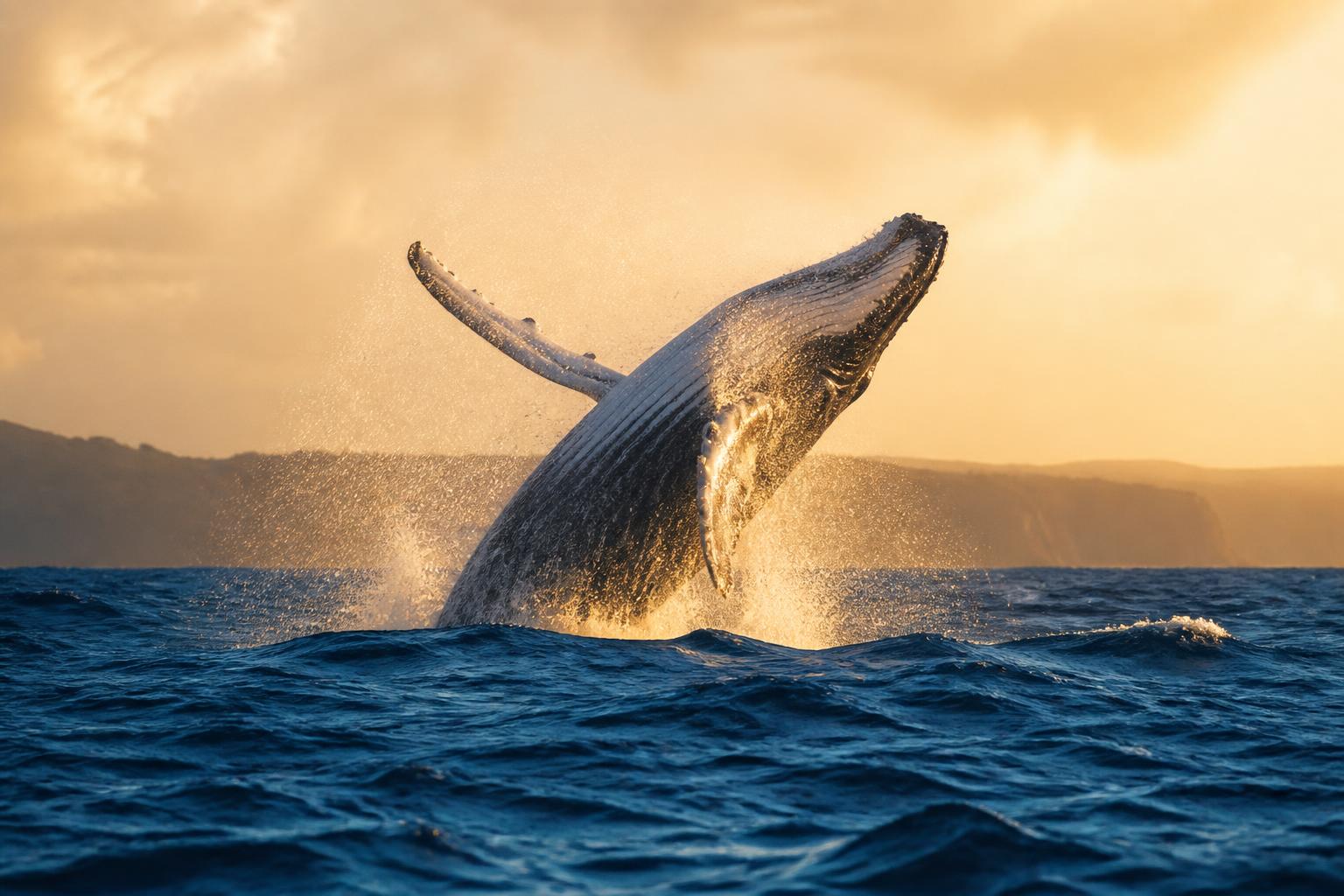 Humpback whale breaching off the Fraser Coast